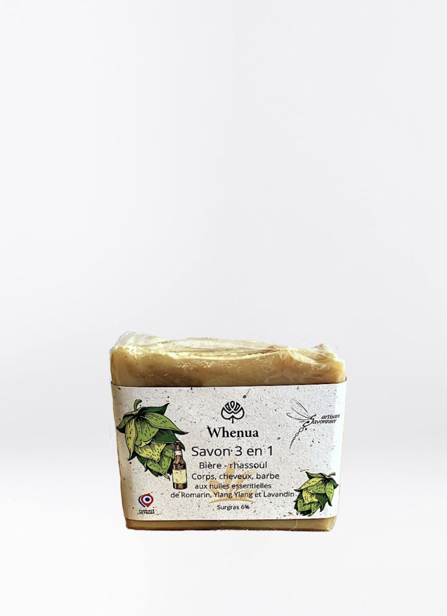 savon dur, barbe, corps, cheveux, bière rhassoul, homme, huiles essentielles, reims