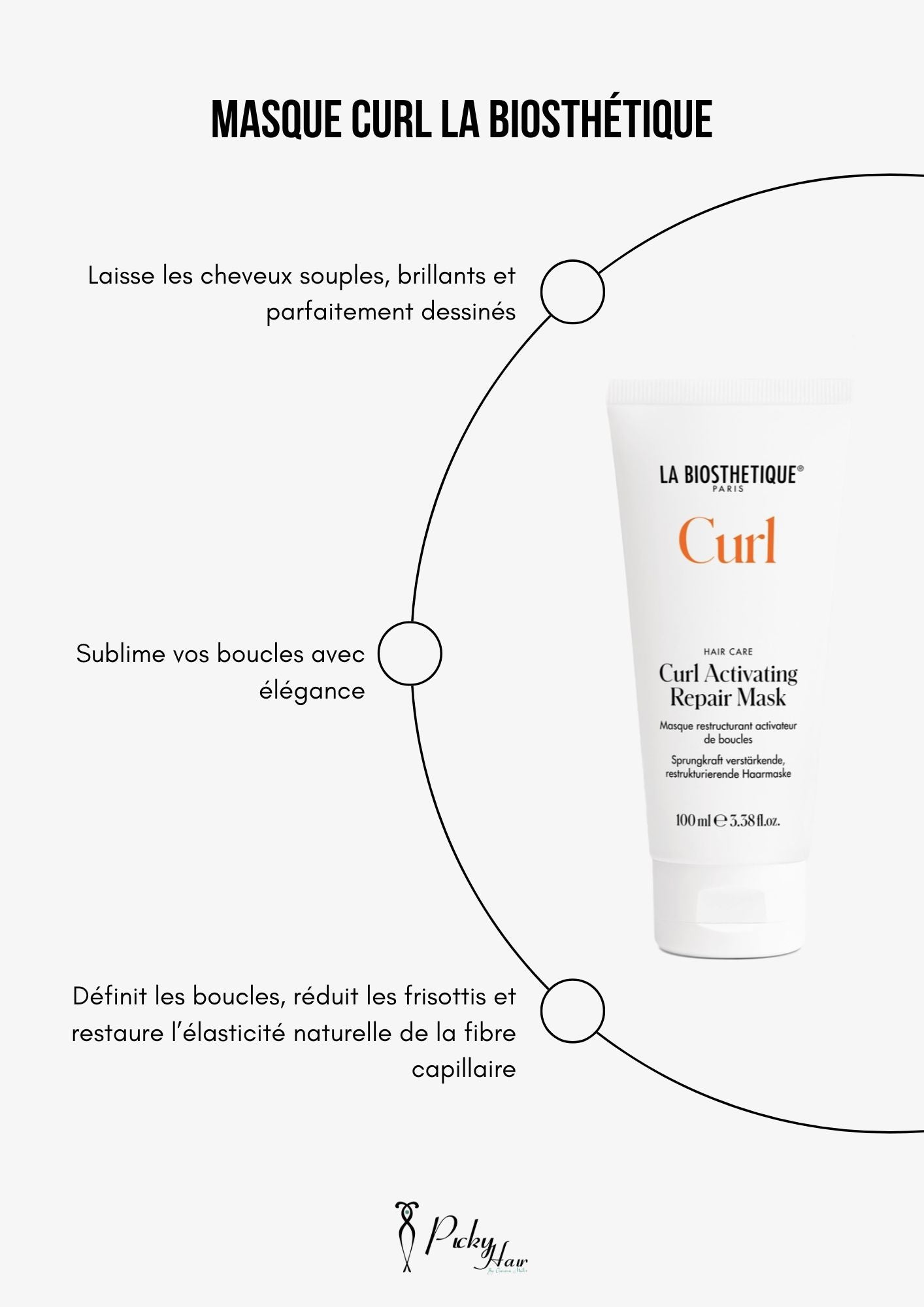 masque réparateur cheveux bouclés frisés, la biostethique picky hair reims